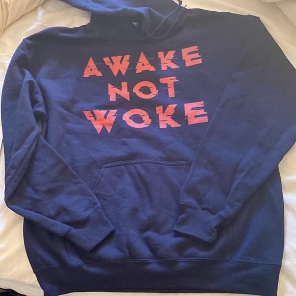 Wake Not Woke heavy navy hoody - Picture 1 of 5